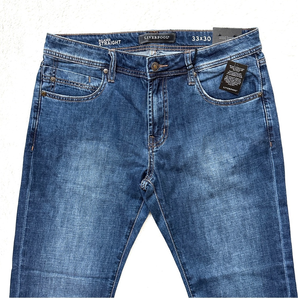 Liverpool Men’s Relaxed Straight Fit Jeans Size 33x30 Dark Blue NWT - Picture 6 of 9